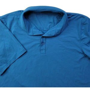 G/FORE Men's XL Solid Blue Golf Polo Shirt Performance Wick Stretch Nylon G4